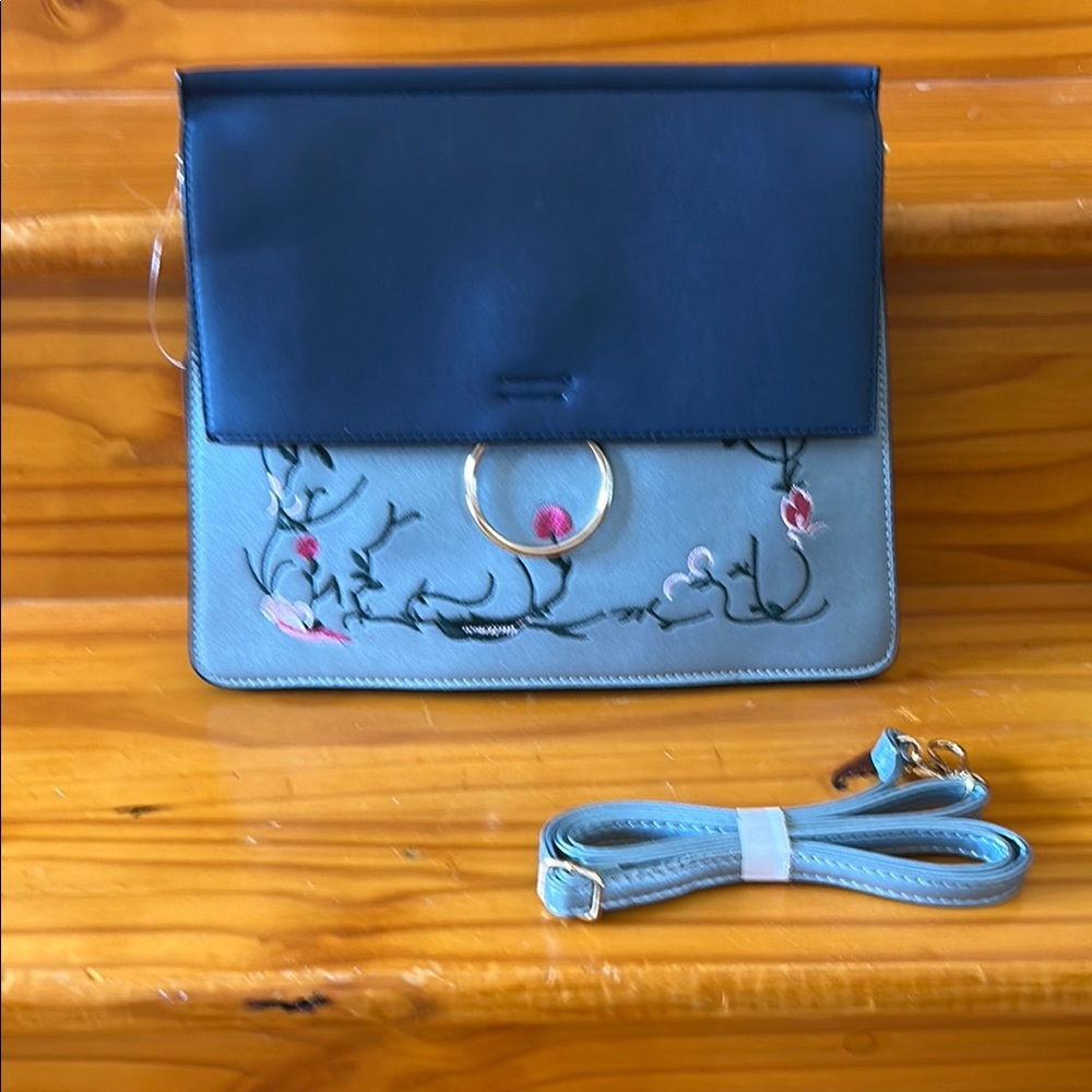 Elegant Blue Floral Women's Bag
